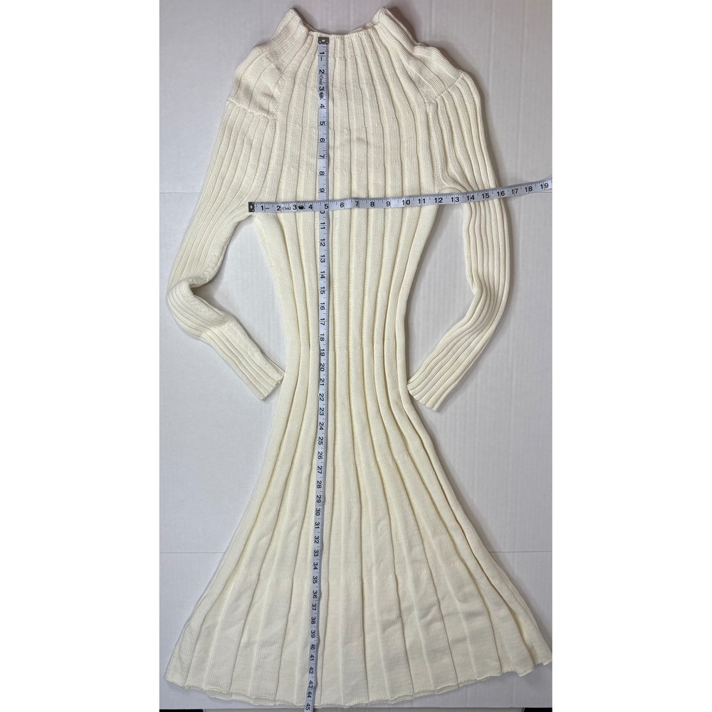 Banana Republic Ribbed Knit Fit & Flare Mock Neck Sweater Dress Quiet Luxury - Picture 4 of 7
